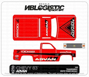 '83 CHEVY SILVERADO Custom WaterSlide Decal for hot wheels 1/64 a1 - Bild 1 von 4