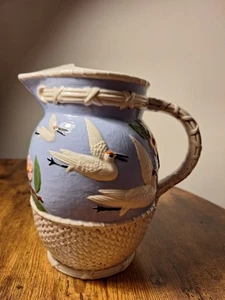 Gorgeous Rare Vintage Ceramic Crane  Pitcher Jug 9 1/2"  - Picture 1 of 22