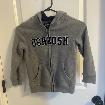 Oshkosh B’gosh Hoodie Full Zip Gray Sweater Unisex Kids Size 7/7A - Image 1 of 4
