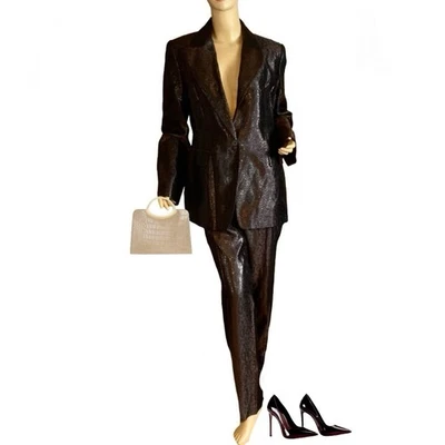 TRAJE PANTALÓN VINTAGE CIRCA Y2K LINDA ALLARD ELLEN TRACY MARRÓN Y NEGRO TALLA 12 Foto 1 de 4