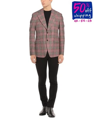 RRP€575 BRIAN DALES Wool Flannel Blazer Jacket IT48 US38 M Plaid Made in Italy - Image 1 of 4