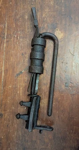 Unique Antique Forged Iron VTG Gate Latch Lock Sliding Hasp w/ Key WORKS!! - Picture 1 of 24