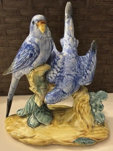 Stangl Pottery Bird Vintage Hand painted 3582 Blue Double Parakeets Art Figurine - Picture 1 of 14