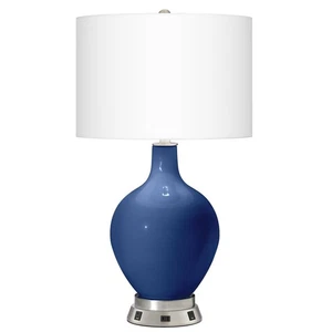 Color Plus Ovo 28 1/2" Monaco Blue Lamp with USB Workstation Base - Picture 1 of 6