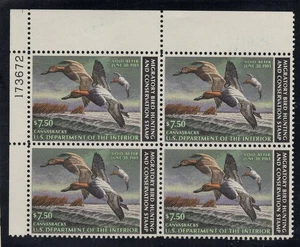 U.S. DUCK  RW49 Plate Block Mint, og, Never Hinged (cv$60.00) - Picture 1 of 1