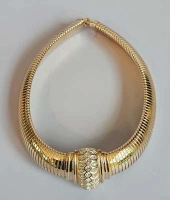 Vintage  Christian Dior 1980s Omega Necklace with Princess and Round Rhinestones - Image 1 of 4