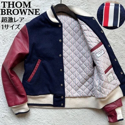 Thom Browne Stadium Jacket Sleeve Leather Wool Switch Quilting Tricolor M - Image 1 of 4