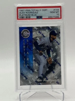 1997 PINNACLE TOTALLY CERTIFIED ALEX RODRIGUEZ PLATINUM BLUE #D 0625/1999 PSA 10 - Image 1 of 2
