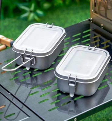 1200ml Pure Titanium Mess Tin Nonstick Thickened Metal Outdoor Camping Lunch Box - Image 1 of 4