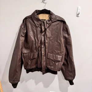 Vintage US Army Air Force Flyer Brown Bomber Type A-2 Leather Jacket USA 54 - Picture 1 of 9