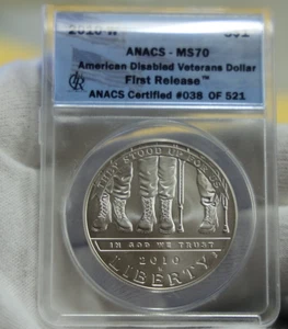 2010 W US $1 Commemorative $1 Disabled Vets ANACS MS69 - Picture 1 of 2