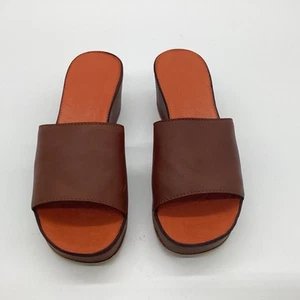 Tapeet by Vicini Brown Leather Platform Wedges Mules Women’s 36 Made In Italy - Picture 1 of 7