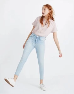 Jeans skinny crop Madewell 9" vita media Coolmax donna taglia 32 nuovi senza etichette lavaggio chiaro - Foto 1 di 14