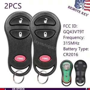 2 para 1999 2000 2001 Dodge Ram 1500 2500 3500 2002 control remoto sin llave llavero 3B - Imagen 1 de 8