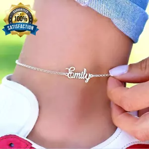 Custom Name Anklet With Box Personalized Leg Chain Ankle Boho Jewelry Gift Her - Picture 1 of 9
