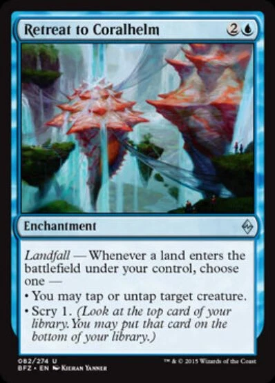 RETREAT TO CORALHELM NM Battle of Zendikar mtg Blue - Enchantment Unc - Image 1 of 1