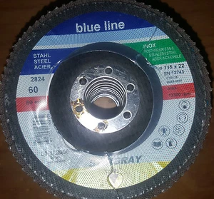 Flap Disc Stingray Blue Line Metal Sanding Grind 4 1/2" x 7/8" 60 Grit, 1pc. - Picture 1 of 2