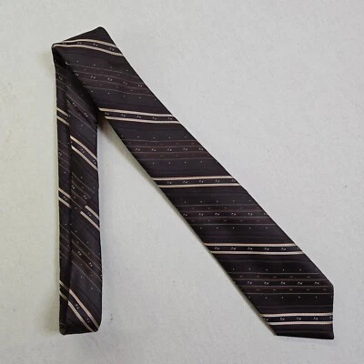 VTG 70s Tie Botany 500 Dark Brown Striped Vintage 1970s 100% Polyester Mens - Image 1 of 2