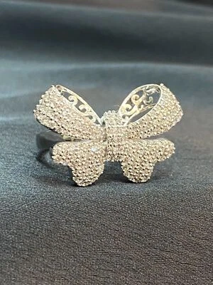 Pave 2.35 Cts Round Brilliant Diamonds Sparkling Butterfly Ring 14K Gold - Image 1 of 4