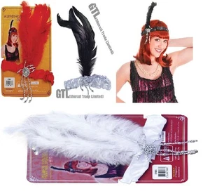 Damen Flapper Stirnband mit Federn stilvolle Dame 20er 30er Jahre Stil Kopfschmuck - Bild 1 von 5