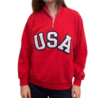 Zara Red USA Sweatshirt Mockneck Athleisure 1/4 Zip Pullover, M