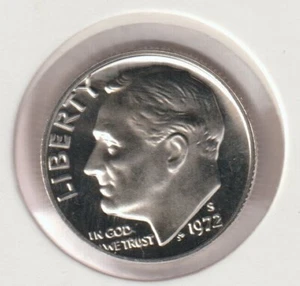 Rare Old US Roosevelt Dime 1972s Gem Mirror Proof Great Mint Collection Coin USA - Picture 1 of 2