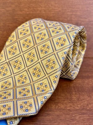 Corbata geométrica multicolor de diseñador Tino Cosma hecha en ITALIA oro amarillo Foto 1 de 4
