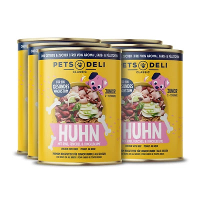 Pets Deli Getreidefreies Junior Nassfutter mit Huhn 6 x 400g - Bild 1 von 2