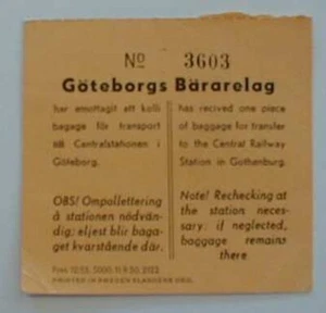 Receipt stub baggage- Goteborg Sweden - Picture 1 of 1