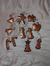 11 Punched Copper 3-D Double Sided Country Christmas Tree Ornaments