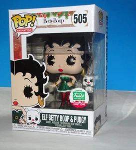 Funko Pop Vinyl Figure Elf Betty Boop & Pudgy Glitter Exclusive  #505 +protector - Picture 1 of 6