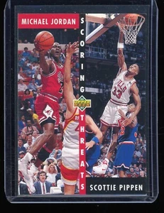 Michael Jordan Scottie Pippen 1992-93 Upper Deck Scoring Threats #62 Bulls - Imagen 1 de 2