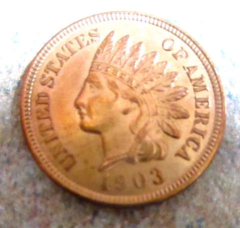CHOICE UNCIRCULATED 1903 INDIAN CENT RED-RB COLOR FULL LIBERTY & 4 FULL DIAMONDS Cover