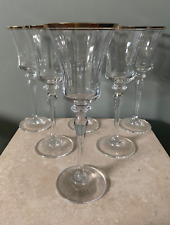 SIX (6) Mikasa JAMESTOWN GOLD TRIM 8 3/4" Wine Glasses OPTIC Austria HANDBLOWN