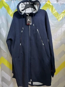 Jordan Parka Long Jacket Tech Fleece Thumb Holes Pockets Full Zip Heavy Men's XL - Picture 1 of 3