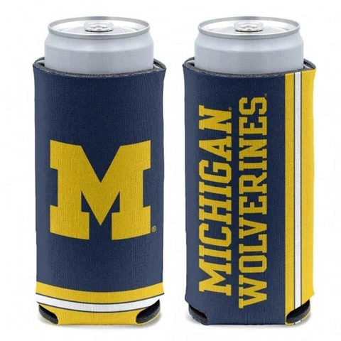 Michigan Wolverines 12oz Slim Can Cooler [NEW] Beer Seltzer Coozie Claw Holder Cover