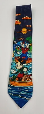 De colección DISNEY Hombres Corbata Mickey Mouse Goofy Pato Donald Pesca Barco Prendas para el cuello Foto 1 de 4