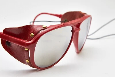 1980s vintage red sunglasses BOLLE NYLON mirrorles burning man goggle e - Image 1 of 4