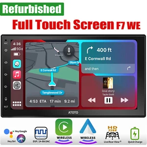 ATOTO F7 WE 7" Touchscreen 2 DIN Car Stereo Wireless CarPlay&Android Auto RDS/FM - Picture 1 of 12