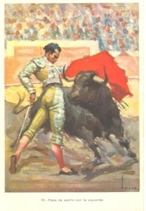 ANTIGUA POSTAL TOROS TAUROMAQUIA TORERO PASE DE PECHO BULLS POSTCARD TC10855 - Imagen 1 de 1