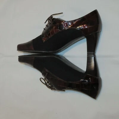 Bota Vaneli Bota Negra Mujer Cuero Charol Talla 5 1/2 Punta Punta Punta 3" Tacón Foto 1 de 4