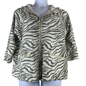 Sudadera Top Weekends by Chicos Talla 3 Verde Blanco Estampado Animal Manga Larga - Imagen 1 de 5