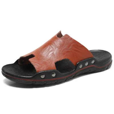 Men’s Slippers Beach Leather Sandals Sandles Sport Casual Outdoor Hiking Shoes - Image 1 of 4