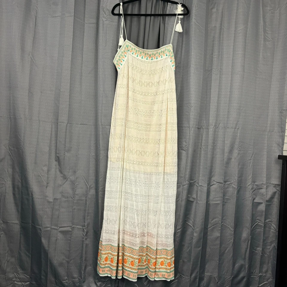Anthropologie Cecilia Prado Augusta Tasseled Maxi Dress L Ivory Crochet Beachy - Image 1 of 4