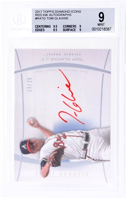 2017 Topps Diamond Icons Tom Glavine Red Ink Auto #RATG /25 BGS 9/10 - Image 1 of 2