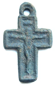 Ancient Old Catholic Bronze Cross Crucifix (Y25-06-35) - Picture 1 of 3