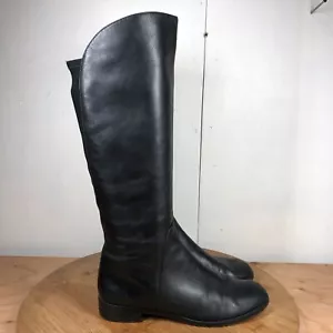 Stuart Weitzman Boots Womens 8 M Black Leather Riding Career Classic Tall - Picture 1 of 18