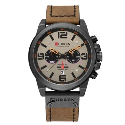 CURREN SALE Men Calendar Watch Military Sport Wristwatch Leather Quartz Watches - image 1 of 4