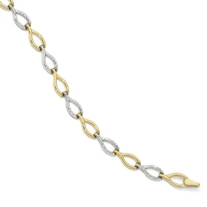 10k 10kt Two-tone Gold Polished Diamond Cut Bracelet 7.5 inch X 5.5 mm - Picture 1 of 2