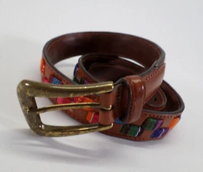 Fossil Leather Belt 32 Tapestry Inlay Brown BT83029970 - Image 1 of 4